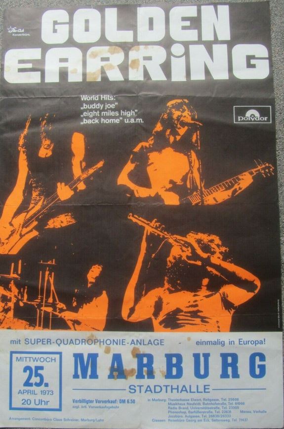 Golden Earring Show poster April 25 1973 Marburg (Germany) - Stadthalle
